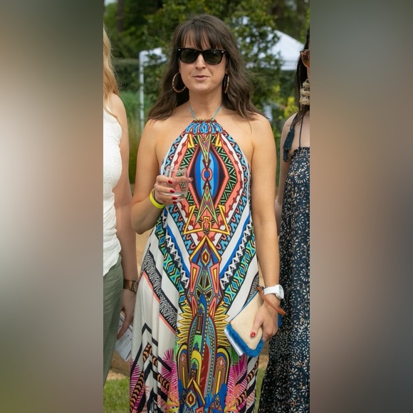 Colorful art deco maxi halter dress - Picture 9 of 9